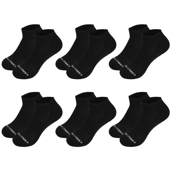 Men's athletic cushioned ankle socks black- Pack of 6