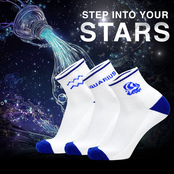 Aquarius Zodiac Men Ankle Socks - (3 Pair Combo)