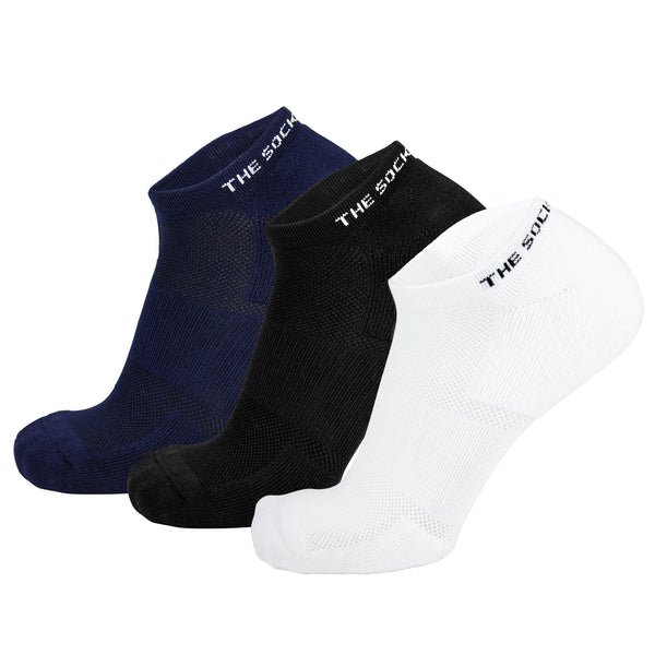 Bamboo Sneaker Socks - Navy/Black/White (3 Pair Combo)