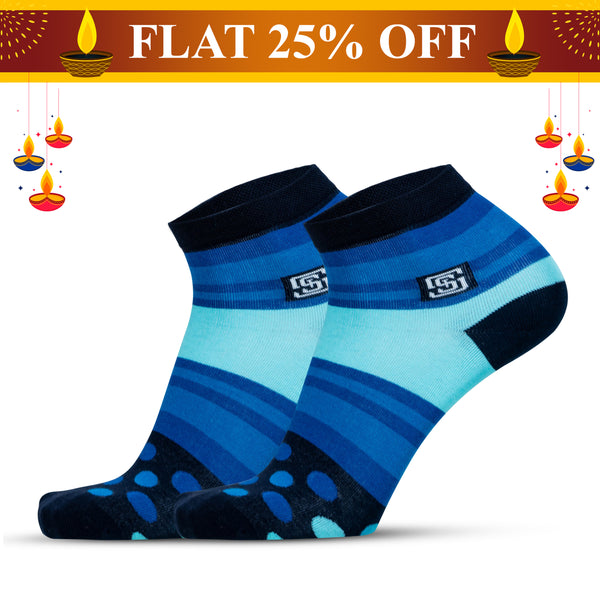 Polka Pop Men Ankle Socks- Blue (1 Pair)