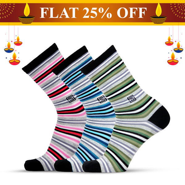 Colorwave Men Crew Socks- 3 Pair Combo