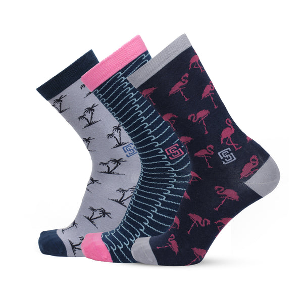 Paradise Trip Men Crew Socks- (3 Pair)