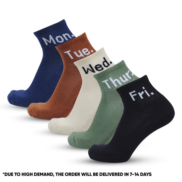 Weekly Ankle Socks- Colored (5 Pair Combo)