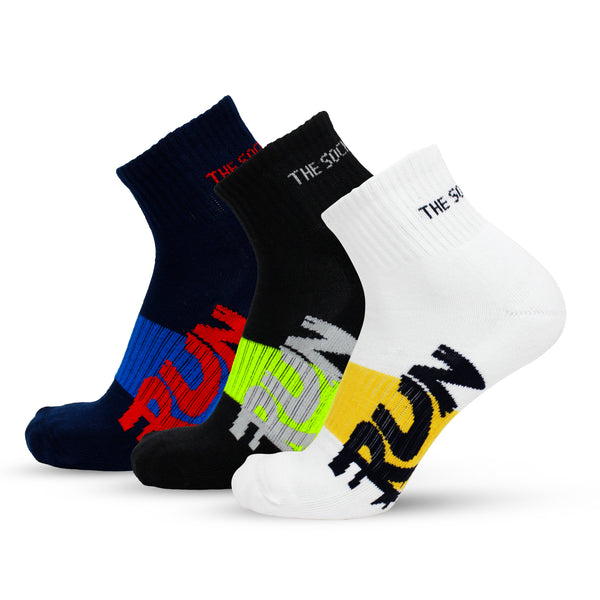 Run Series Men's Half Cushioned Ankle Sock- (3 Pair Combo)