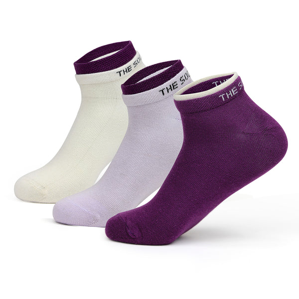 Women Sports Ankle Socks- Colored (3 Pair Combo)