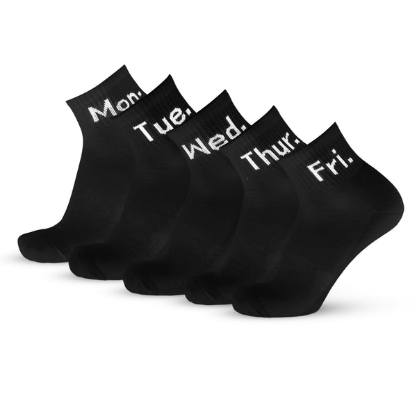 Weekly Ankle Socks- Black (5 Pair Combo)