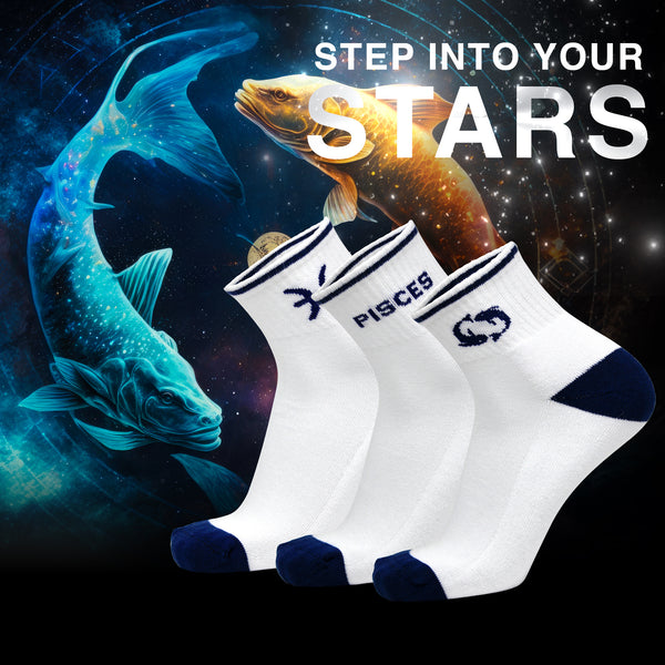 Pisces Zodiac Men Ankle Socks - (3 Pair Combo)