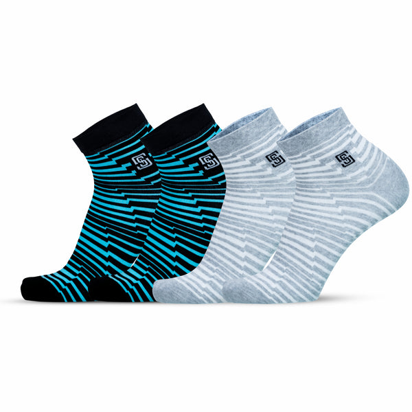 Trippy Torando Men Ankle Socks- Blue/White (2 Pair)